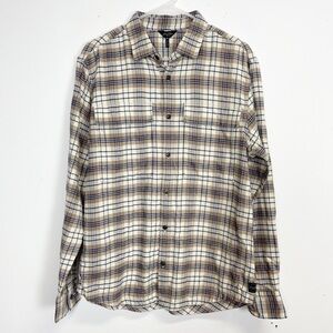 NEW Good Man Brand Flannel Shirt Mens Size Medium Tan Plaid Button Up NWOT